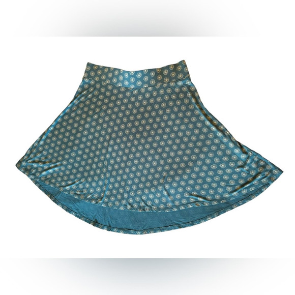 Ann Taylor - Teal-blue Floral A-Line Comfort Waist Mini Skirt, Size Small - Picture 7 of 8